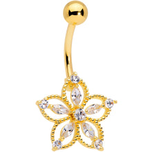 Load image into Gallery viewer, Color CZ Gem Gold Tone Airy Flower Belly Ring