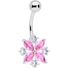 将图片加载到图库查看器,Pink Clear CZ Gem Star Burst Belly Ring