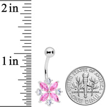 将图片加载到图库查看器,Pink Clear CZ Gem Star Burst Belly Ring