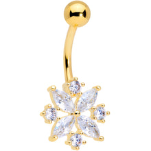 将图片加载到图库查看器,Clear CZ Gem Gold Tone Star Burst Belly Ring
