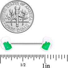 Load image into Gallery viewer, 14G 9/16 Green Beer St Patricks Horseshoe Barbell Nipple Set of 4