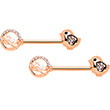 Load image into Gallery viewer, 14G 9/16 Clear Gem Rose Gold Tone Basket Chick Nipple Ring Set
