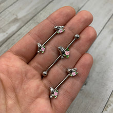 Load image into Gallery viewer, 14G Bird Pink Flower Industrial Barbell 38mm
