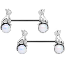 Load image into Gallery viewer, 14G 9/16 Aurora Orb Baby Bear Barbell Nipple Ring Set