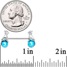 Load image into Gallery viewer, 14G 9/16 Aqua Orb Baby Bear Barbell Nipple Ring Set
