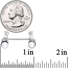 Load image into Gallery viewer, 14G 9/16 White Orb Baby Bear Barbell Nipple Ring Set