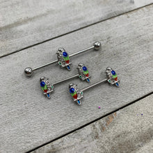 Load image into Gallery viewer, 14G Clear Gem Tropical Parrot Bird Industrial Barbell 38mm