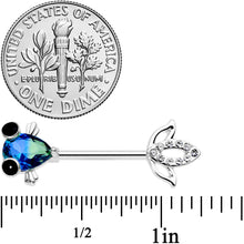 Load image into Gallery viewer, 14G 9/16 Clear Aqua Gem Fish Barbell Nipple Ring Set
