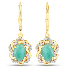Load image into Gallery viewer, 2.36 Carat Genuine Emerald and White Topaz .925 Sterling Silver Earrings