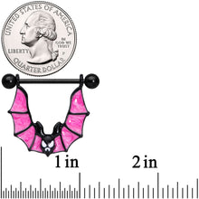 Load image into Gallery viewer, 14G 3/4 Black Pinkish Bats Halloween Nipple Shield Set