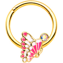 将图片加载到图库查看器,16G 3/8 Aurora Gem Gold Tone Butterfly Hinged Segment Ring