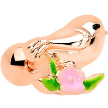 Load image into Gallery viewer, 16G 1/4 Rose Gold Tone Bird Pink Flower Cartilage Tragus