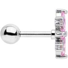 Load image into Gallery viewer, 16G 1/4 Clear Pink CZ Gem Star Burst Cartilage Tragus