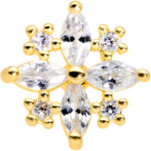 Load image into Gallery viewer, 16G 1/4 Clear CZ Gem Gold Tone Star Burst Cartilage Tragus