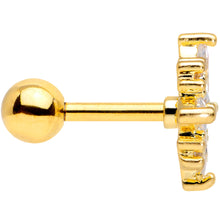 Load image into Gallery viewer, 16G 1/4 Clear CZ Gem Gold Tone Star Burst Cartilage Tragus