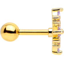 Load image into Gallery viewer, 16G 1/4 Clear Purple CZ Gem Gold Tone Star Burst Cartilage Tragus