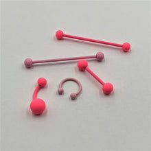 Load image into Gallery viewer, Hot Hot Pink Matte Barbell Tongue Ring