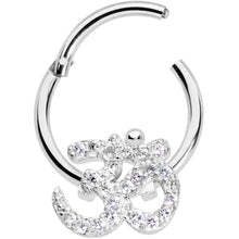 将图片加载到图库查看器,16G 3/8 Clear CZ Gem Amazing Om Hinged Segment Ring