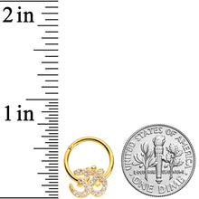 Load image into Gallery viewer, 16G 3/8 Clear CZ Gem Gold Tone Amazing Om Hinged Segment Ring