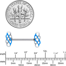 将图片加载到图库查看器,14G 9/16 Clear Gem Blue Celtic Knot Barbell Nipple Ring Set