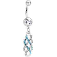 Load image into Gallery viewer, Clear Blue Gem Celtic Knot Dangle Belly Ring