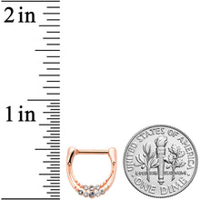 Load image into Gallery viewer, 16G 5/16 Clear Gem Rose Gold Tone Double Strand Cartilage Clicker