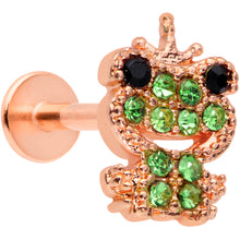Load image into Gallery viewer, 16G 5/16 Green Gem Rose Gold Tone Royal Frog Labret Monroe Tragus
