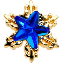 Load image into Gallery viewer, 20G 7mm Blue Gem Gold Tone Star Nose Bone