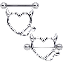 Load image into Gallery viewer, 14G 5/8 Devil Heart Valentine Nipple Shield Set