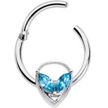 Load image into Gallery viewer, 16G 3/8 Aqua Gem Alien Hinged Circular Ring