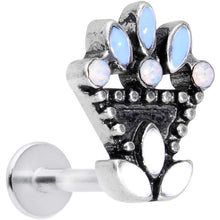 Load image into Gallery viewer, 16G 1/4 White Blue Faux Opal Ornate Labret Monroe Tragus