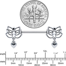 将图片加载到图库查看器,14G 5/8 Clear Gem Lotus Heart Dangle Barbell Nipple Ring Set