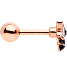 将图片加载到图库查看器,16G 1/4 Clear Black Gem Rose Gold Tone Bee Cartilage Tragus