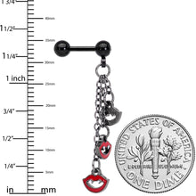 Load image into Gallery viewer, 16G 1/4 Clear Gem Black Halloween Vampire Fangs Dangle Cartilage