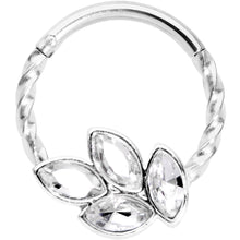 Load image into Gallery viewer, 16G 3/8 Clear Gem Oval Quartet Twisted Cartilage Clicker