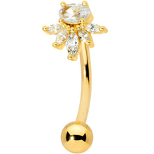 Load image into Gallery viewer, Clear Gem Gold Tone Spray Belly Ring
