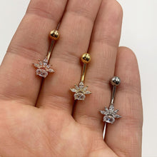 Load image into Gallery viewer, Clear Gem Rose Gold Tone Spray Belly Ring