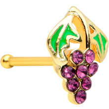 Load image into Gallery viewer, 20G 1/4 Purple Gem Gold Tone Tasty Grapes Fruit Nose Bone
