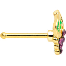 Load image into Gallery viewer, 20G 1/4 Purple Gem Gold Tone Tasty Grapes Fruit Nose Bone