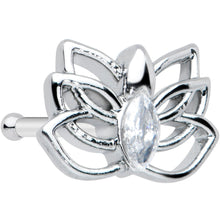 将图片加载到图库查看器,20G 1/4 Clear Gem Open Elegant Lotus Flower Nose Bone