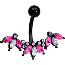 将图片加载到图库查看器,Clear Pink Gem Black Clusters Belly Ring