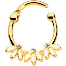 Load image into Gallery viewer, 16G 3/8 Clear Gem Gold Tone White Leaves Cartilage Clicker