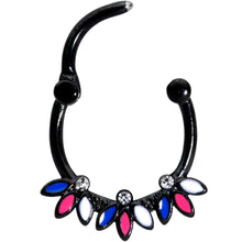 Load image into Gallery viewer, 16G 3/8 Clear Gem Black Blue Pink White Leaves Cartilage Clicker