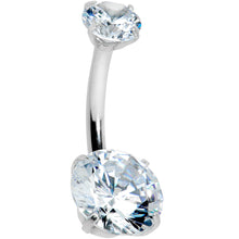 Load image into Gallery viewer, Clear CZ Gem Round Duo Internally Threaded Belly Ring