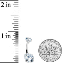 Load image into Gallery viewer, Clear CZ Gem Round Duo Internally Threaded Belly Ring