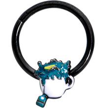 Load image into Gallery viewer, 16G 3/8 Black Creepy Tea Halloween Hinged Segment Ring