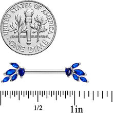 Load image into Gallery viewer, 14G 9/16 Blue Gem Raindrop Cluster Barbell Nipple Ring Set
