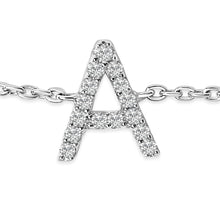 Load image into Gallery viewer, 10K White Gold Diamond Accent "A" Initial Charm and Link Bracelet
