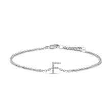 Load image into Gallery viewer, 10K White Gold Diamond Accent "A" Initial Charm and Link Bracelet