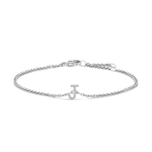 Load image into Gallery viewer, 10K White Gold Diamond Accent "A" Initial Charm and Link Bracelet